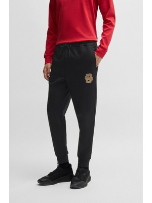 Boss Erkek Regular Fit Beli ve Paçası Lastikli Pamuklu Siyah Spor Eşofman Altı 50534515-001
