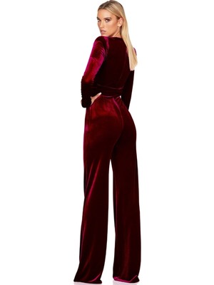 Hanife Glam Couture Hanife Glam Kalp Yaka Kadife Tulum