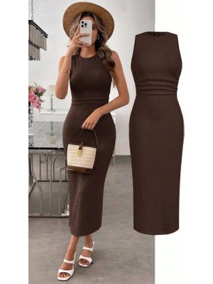 Mareandpanda Kadın Askılı Bisiklet Yaka Beli Büzgülü Uzun Bürümcük Elbise