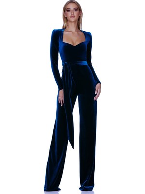 Hanife Glam Couture Hanife Glam Kalp Yaka Kadife Tulum