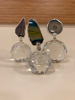 Dekoratif Kristal 3'lü Doğal Taş Obje Yükseklik 14-13 ve 11 cm