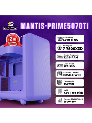 Gaminggentr MANTIS-PRIME5070TI / Amd Ryzen 7 7800X3D / Asus Prıme Geforce Rtx 5070 Ti 16 GB / 32 GB Ram / 1 Tb SSD / Oem Paket
