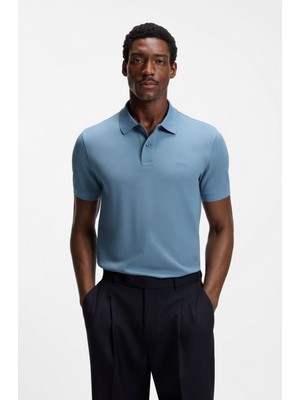 Boss Erkek Normal Kalıp Logo Işlemeli Kısa Kollu Mavi Polo Yaka T-Shirt 50553564-459