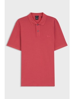 Boss Erkek Normal Kalıp Logo Işlemeli Kısa Kollu Pembe Polo Yaka T-Shirt 50553564-615