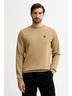 Boss Erkek Pamuklu Interlok Kumaş Yuvarlak Yakalı Logolu Gri Sweatshirt 50555830-252