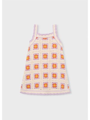 Mayoral Yazlık Kız Çocuk Turuncu Detaylı Kroşeli Elbise - Lila