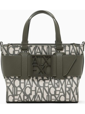 Armani Exchange Kadın Marka Logolu Askılı Para ve Kart Bölmeli Haki Omuz Çantası 942690 3F742-MZ317
