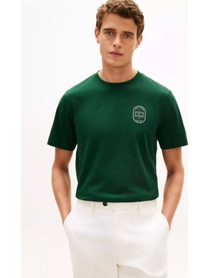 Tommy Hilfiger Erkek Normal Kesim Yuvarlak Yakalı Pamuklu Kısa Kollu Yeşil T-Shirt MW0MW42364-MBN