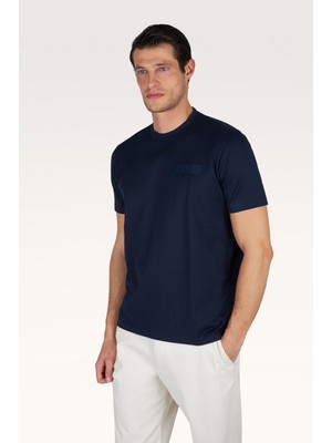Paul & Shark Erkek Kısa Kol Bisiklet Yaka Rahat Kesim Lacivert T-Shirt 26411038-013