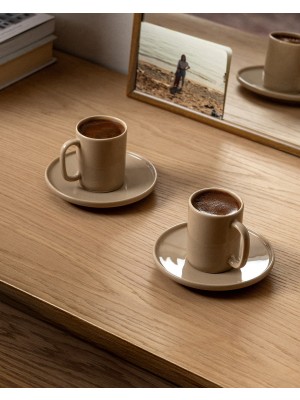 Madame Coco Vela 2 Kişilik 4 Parça Kahve Fincan Seti - Bej - 90 ml