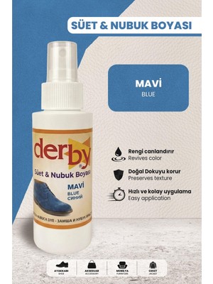 Derby Mavi Süet Nubuk Renk Yenileyici Sprey 100 ml – Ayakkabı & Çanta Boyası