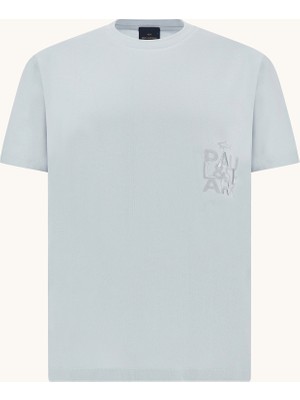 Paul & Shark Erkek Regular Fit Yuvarlak Yakalı Logo Işlemeli Pamuklu Kısa Kollu Mavi T-Shirt 26411031-394