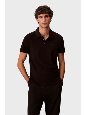 Calvin Klein Erkek Regular Fit Logo Baskılı Kısa Kollu Pamuklu Siyah Polo Yaka T-Shirt LV04LF200G-UB1