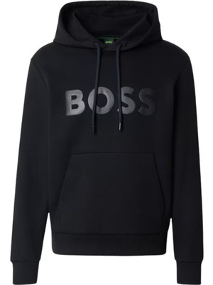 Boss Erkek Regular Fit Kapüşonlu Logo Kabartmalı Uzun Kollu Siyah Sweatshirt 50555515-001