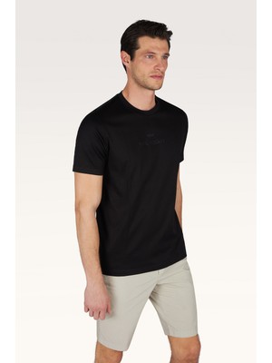 Paul & Shark Erkek Kısa Kol Bisiklet Yaka Rahat Kesim Siyah T-Shirt 26411026-011