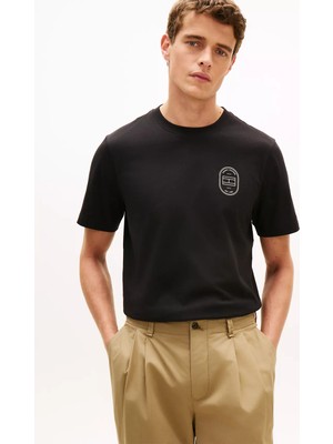 Tommy Hilfiger Erkek Normal Kesim Yuvarlak Yakalı Pamuklu Kısa Kollu Siyah T-Shirt MW0MW42364-BDS