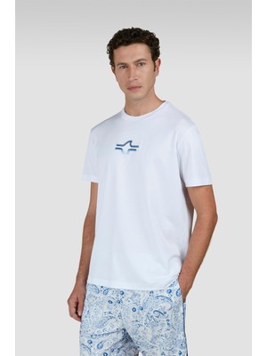 Paul & Shark Erkek Kısa Kol Regular Fit Bisiklet Yaka Pamuklu Kumaş Beyaz T-Shirt 25411084A-010
