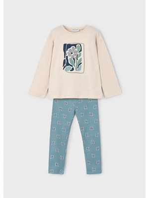 Mayoral Kışlık Kız Çocuk 2'li Tayt Takım - Krem ve  Yeşil