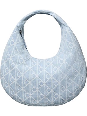 Calvin Klein Kadın Denim Kumaş Kısa Kulp Ck Desen Mavi Omuz Çantası LV04F3591G-YBZ