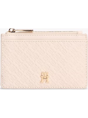 Tommy Hilfiger Kadın Fermuar Bölmeli Th Logo Detaylı Bej Cüzdan AW0AW18477-AEO