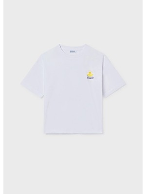 Mayoral Yazlık Kız Çocuk Baskılı Tshirt - Beyaz