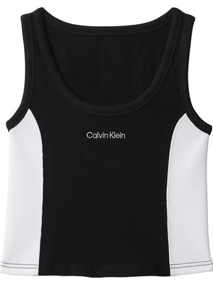Calvin Klein Kadın Pamuklu Logo Detaylı Dar Kesim Siyah Mayo LV00Q61152-UB1