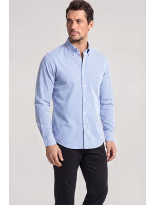 Paul & Shark Erkek Slim Fit Pamuklu Gömlek Yaka Uzun Kollu Beyaz Gömlek 99313010-S74