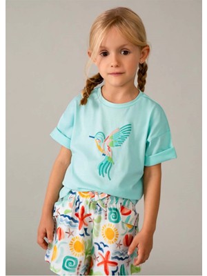 Mayoral Yazlık Kız Çocuk Baskılı Tshirt - Yeşil