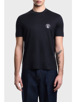 Emporio Armani Erkek Bisiklet Yaka Regular Fit Kısa Kol Pamuk Karışım Lacivert T-Shirt EM005238 AF10017-UB118