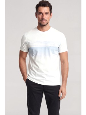 Paul & Shark Erkek Normal Kalıp Yuvarlak Yakalı Logo Desenli Pamuklu Kısa Kollu Beyaz T-Shirt 26411053-108