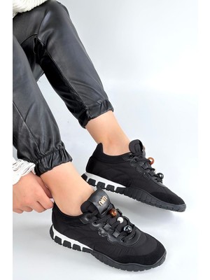 Bluefeet Siyah Nubuk Bağcıklı Spor Ayakkabı