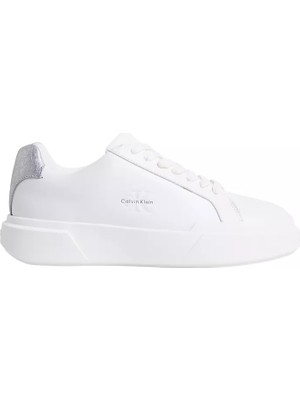 Calvin Klein Kadın Düşük Bilekli Th Logo Detaylı Deri Beyaz Sneaker HW0HW02988-05Y