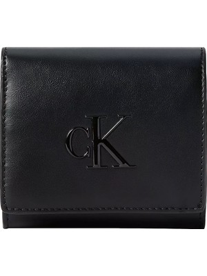 Calvin Klein Kadın Ck Logolu Çoklu Kart Bölmeli Siyah Cüzdan LV04F1156G-UB1