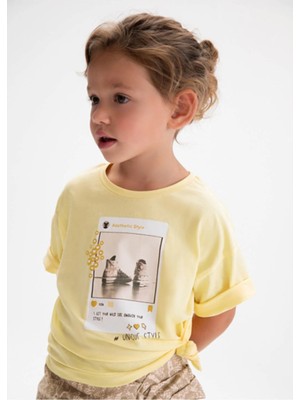 Mayoral Yazlık Kız Çocuk Baskılı Tshirt - Sarı