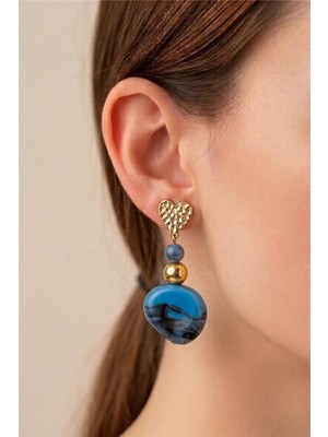 Petek Aksesuar Akrilik Tasarım El Yapımı Kalp Küpe