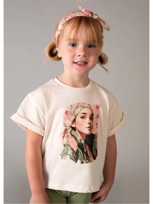 Mayoral Yazlık Kız Çocuk Bandanalı Tshirt - Bej