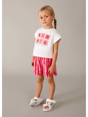 Mayoral Yazlık Kız Çocuk 2'li Şortl Tshirt Takım - Kırmızı