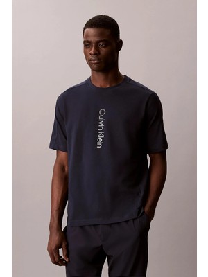 Calvin Klein Erkek Regular Fit Yuvarlak Yakalı Logo Detaylı Kısa Kollu Lacivert T-Shirt LVGMS6K101-0PP