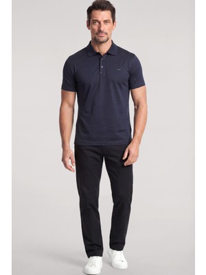 Paul & Shark Erkek Regular Fit Metalik Logo Detaylı Pamuklu Kısa Kollu Lacivert-Gold Polo Yaka T-Shirt 26411229-50E