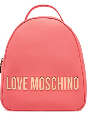 Love Moschino Kadın Marka Yazı Gold Desenli Uzun Ayarlanabilir Sırt Askılı Mercan Sırt Çantası JC4197PP1MKD0-464