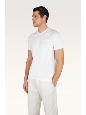 Paul & Shark Erkek Kısa Kol Bisiklet Yaka Rahat Kesim Beyaz T-Shirt 26411038-108