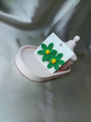 Jewelry Yeşil Çiçekli Küpe