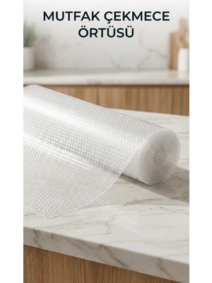 Erdo Ticaret Buğz Mutfak Raf ve Çekmece Için Şeffaf Pvc Koruyucu Örtü 45X300 cm