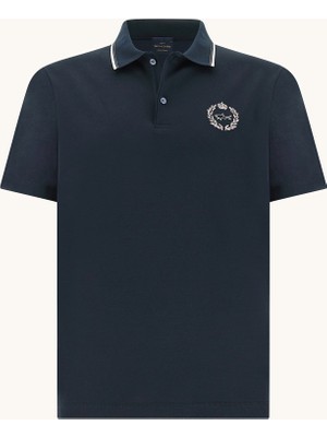 Paul & Shark Erkek Regular Fit Logo Işlemeli Pamuklu Kısa Kollu Mavi Polo Yaka T-Shirt 26411270A-013