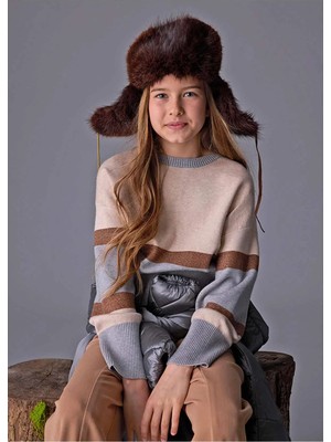 Mayoral Kışlık Kız Çocuk Kazak - Kahve ve  Gri