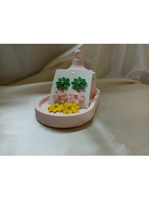 Jewelry Renkli Çiçekli Uzun Yaz Küpesi