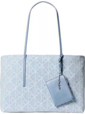 Calvin Klein Kadın Monogram Ck Logolu Ekstra Aksesuarlı Fermarlı Iç Cepli Mavi Omuz Çantası LV04F3428G-YBZ