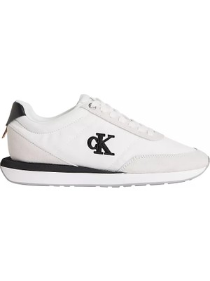 Calvin Klein Kadın Rahat Taban Bağcıklı Deri Düz Taban Beyaz Sneaker YW0YW01990-01W