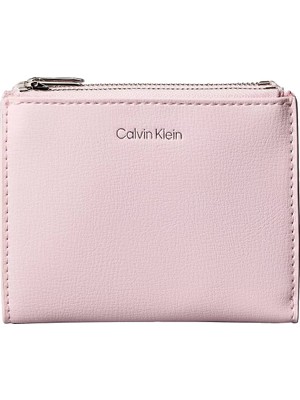Calvin Klein Kadın Deri Fermuar Kapama Nakit ve Kart Bölmeli Metal Logo Pembe Cüzdan LV04F1135G-8Z6