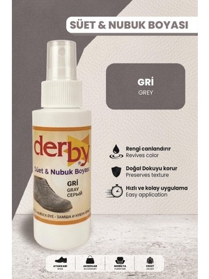 Derby Gri Süet Nubuk Renk Yenileyici Sprey 100 ml – Ayakkabı & Çanta Boyası